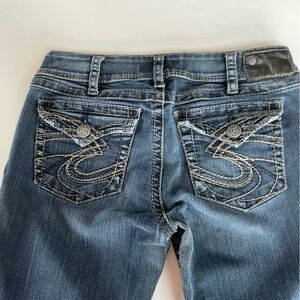 Silver Jeans Womens 30x32 Suki Surplus Boot Cut Med Rise Dark Wash Pocket Flaps